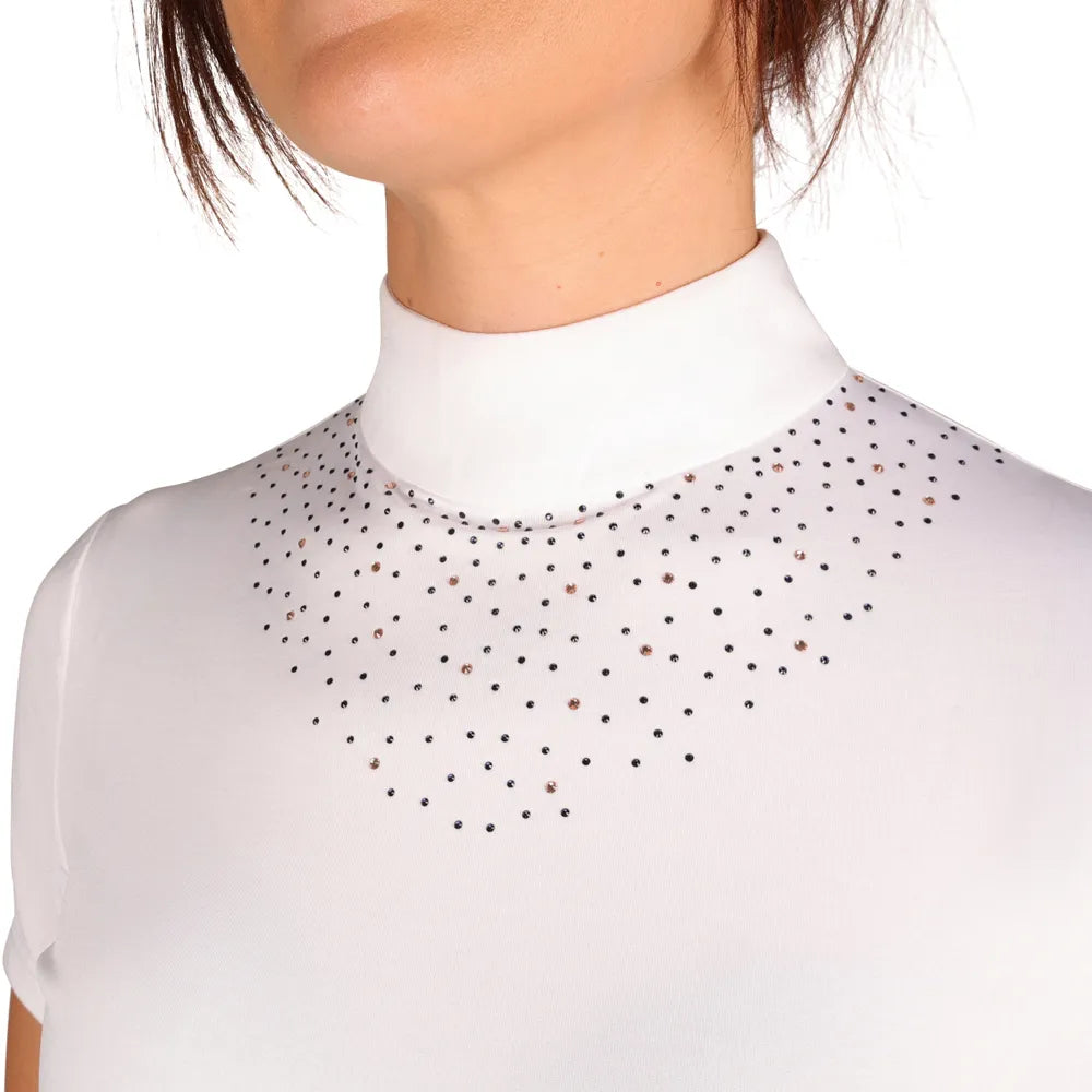 Hy Equestrian Roka Regal Ladies Show Shirt Decorated in Crystals - White - XS-XL