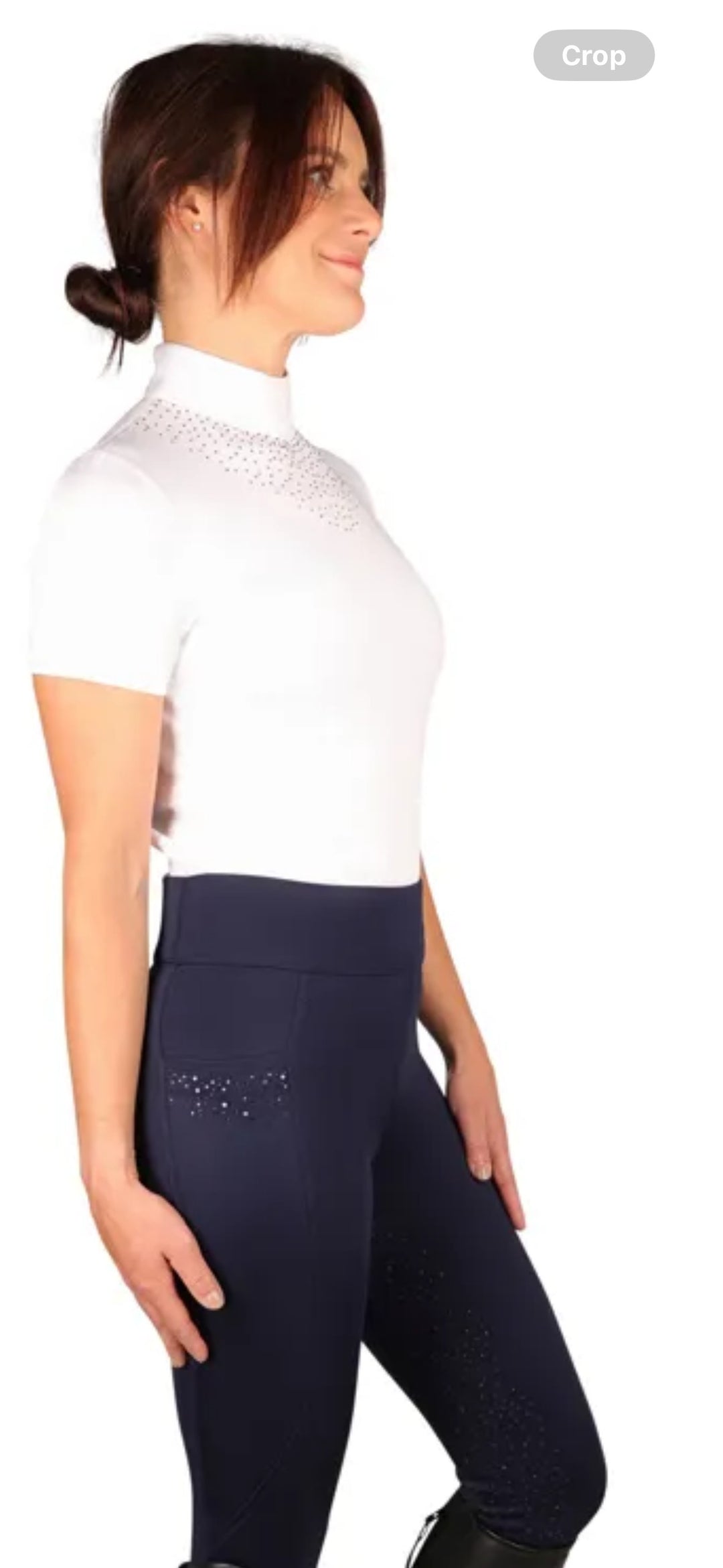 Hy Equestrian Roka Regal Ladies Show Shirt Decorated in Crystals - White - XS-XL