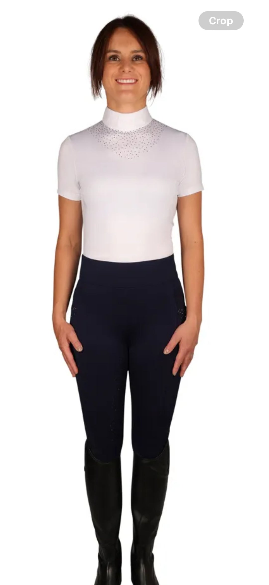 Hy Equestrian Roka Regal Ladies Show Shirt Decorated in Crystals - White - XS-XL