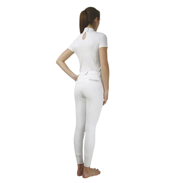 Hy Fashion Stunning Roka Rose Show Shirt - White with Navy&Rose Gold Crystals