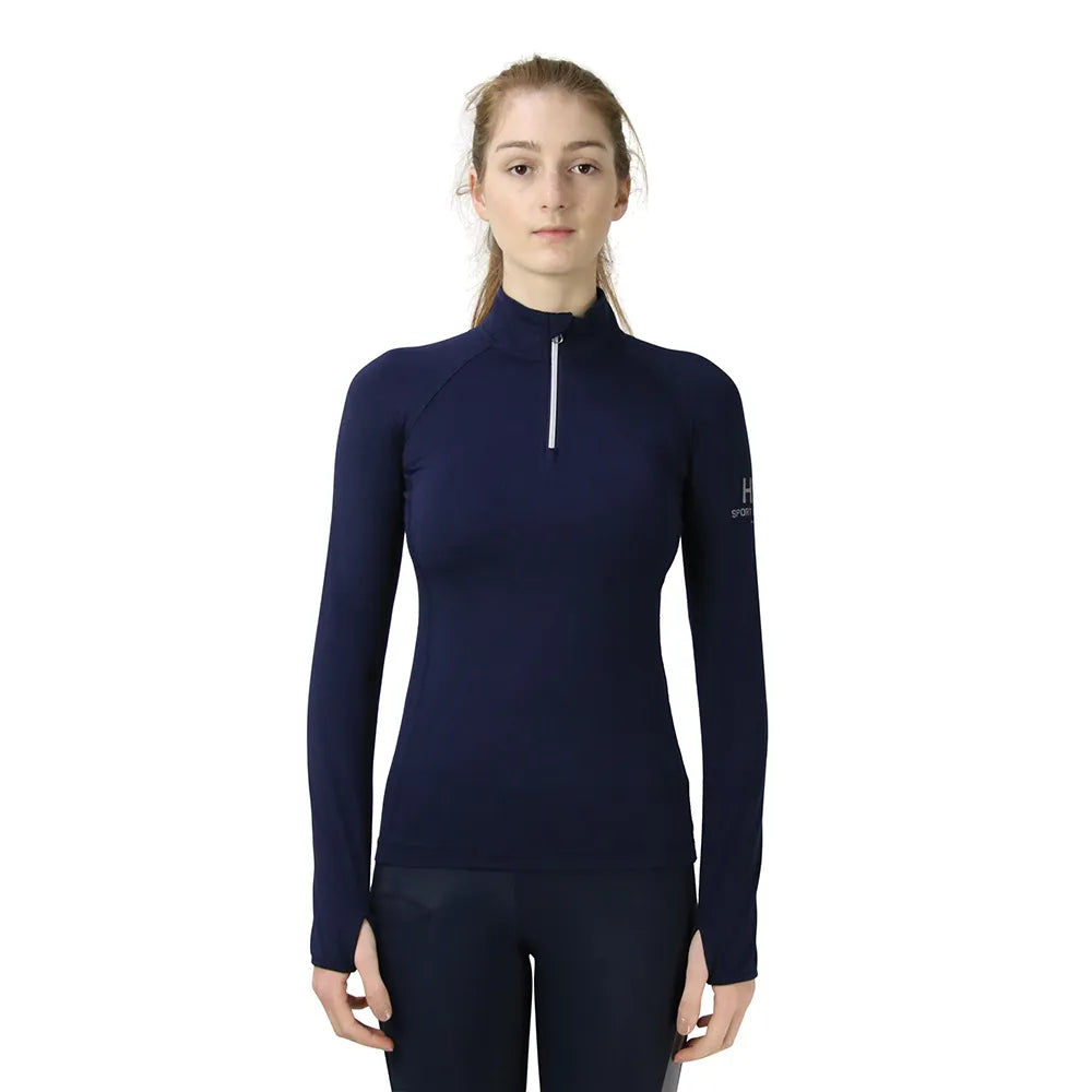 Hy Sport Active Long Sleeved Base Layer - Rosette Red - 3/4 Zip - 4 way stretch - Great Gift