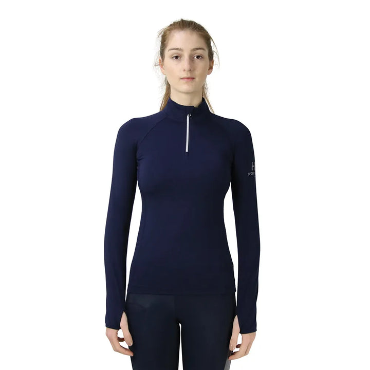 Hy Sport Active Long Sleeved Base Layer - Rosette Red - 3/4 Zip - 4 way stretch - Great Gift