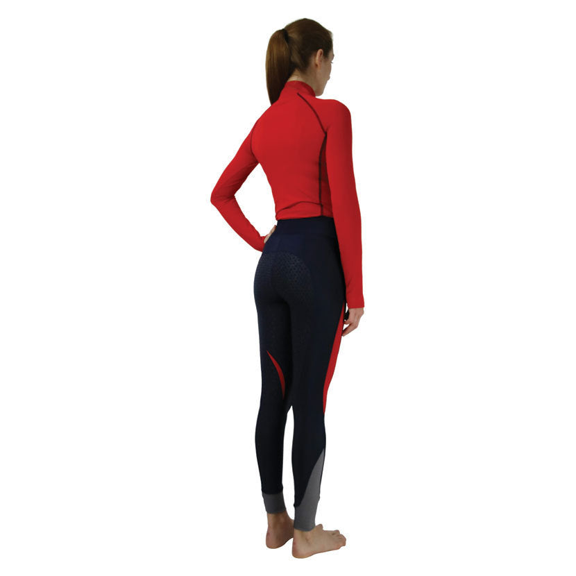Hy Sport Active Long Sleeved Base Layer - Rosette Red - 3/4 Zip - 4 way stretch - Great Gift