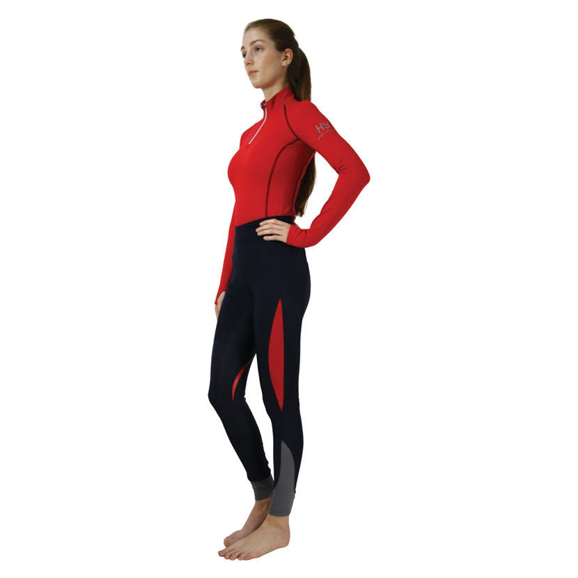 Hy Sport Active Long Sleeved Base Layer - Rosette Red - 3/4 Zip - 4 way stretch - Great Gift