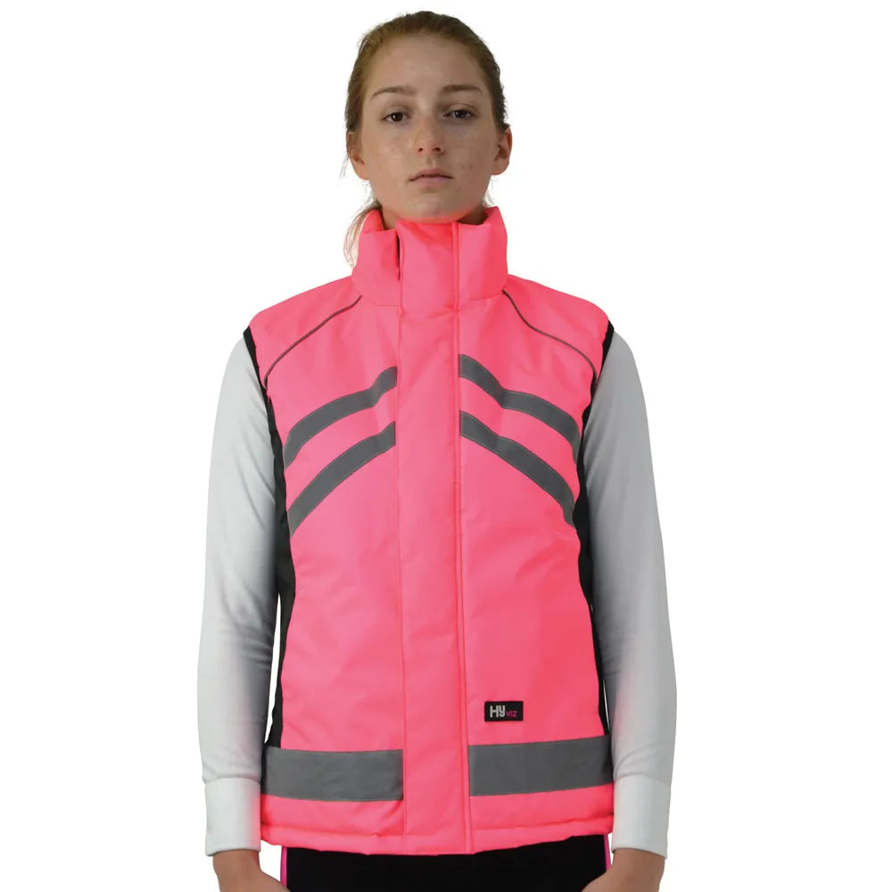 HY Equestrian HyViz Fluorescent Padded Gilet/Waistcoat/BodyWarmer - 3 Colours