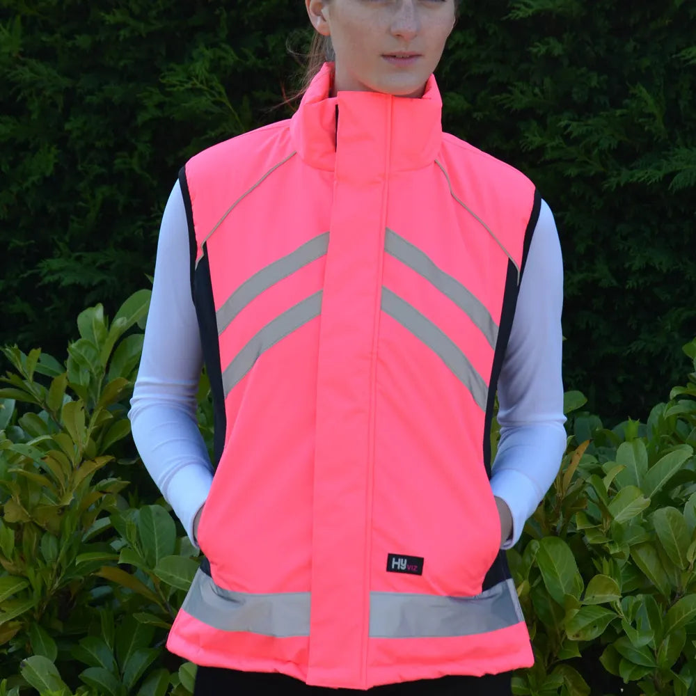 HY Equestrian HyViz Fluorescent Padded Gilet/Waistcoat/BodyWarmer - 3 Colours