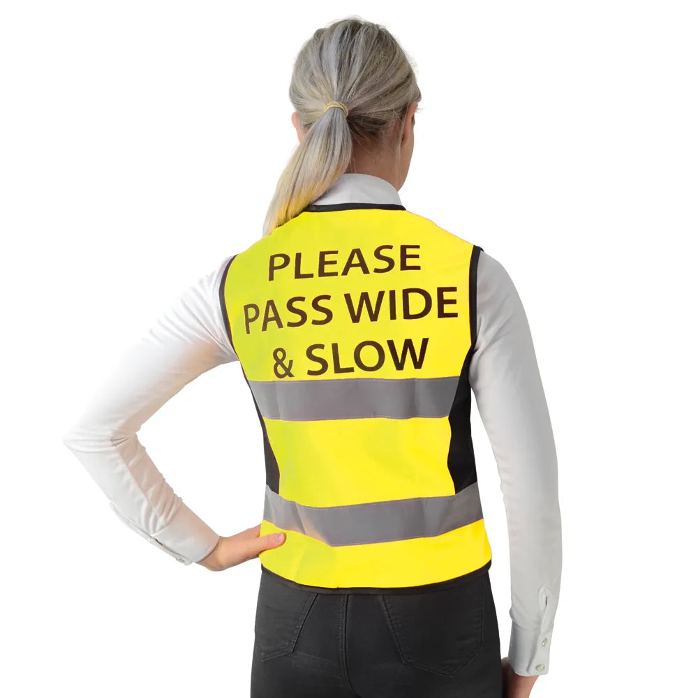HyViz Waistcoat/Gilet/Vest - "Please Pass Wide & Slow on the back" - 3 colours - Popular