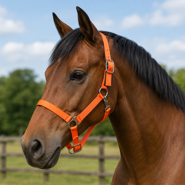 HKM Stars Softice Padded Headcollar & Lead Rope Set - Neon Orange