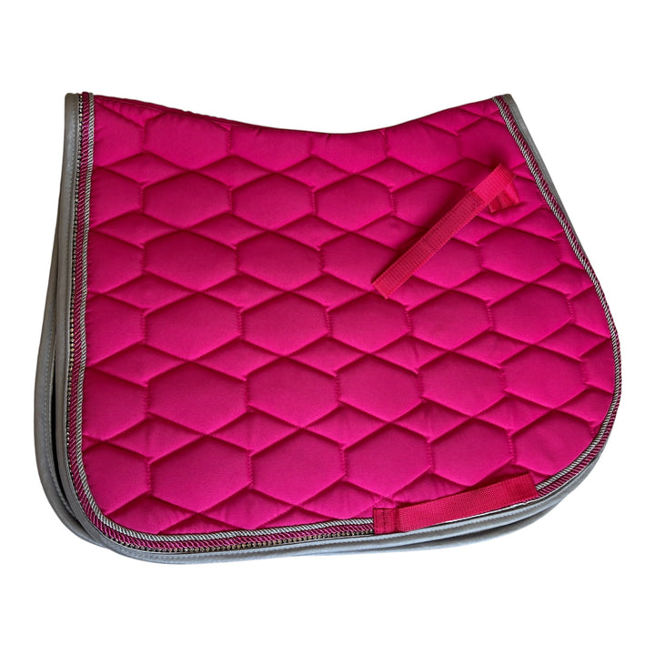 Stunning Diamante GP Saddle Pad by HKM - Pink with Silver Piping & Crystal Trim - **LAST ONE**