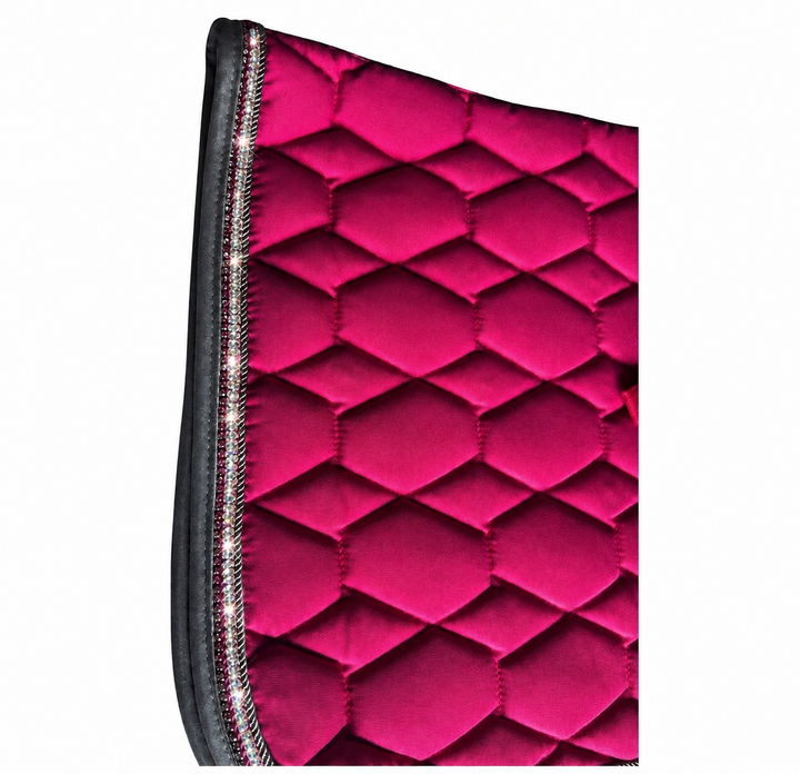 Stunning Diamante GP Saddle Pad by HKM - Pink with Silver Piping & Crystal Trim - **LAST ONE**
