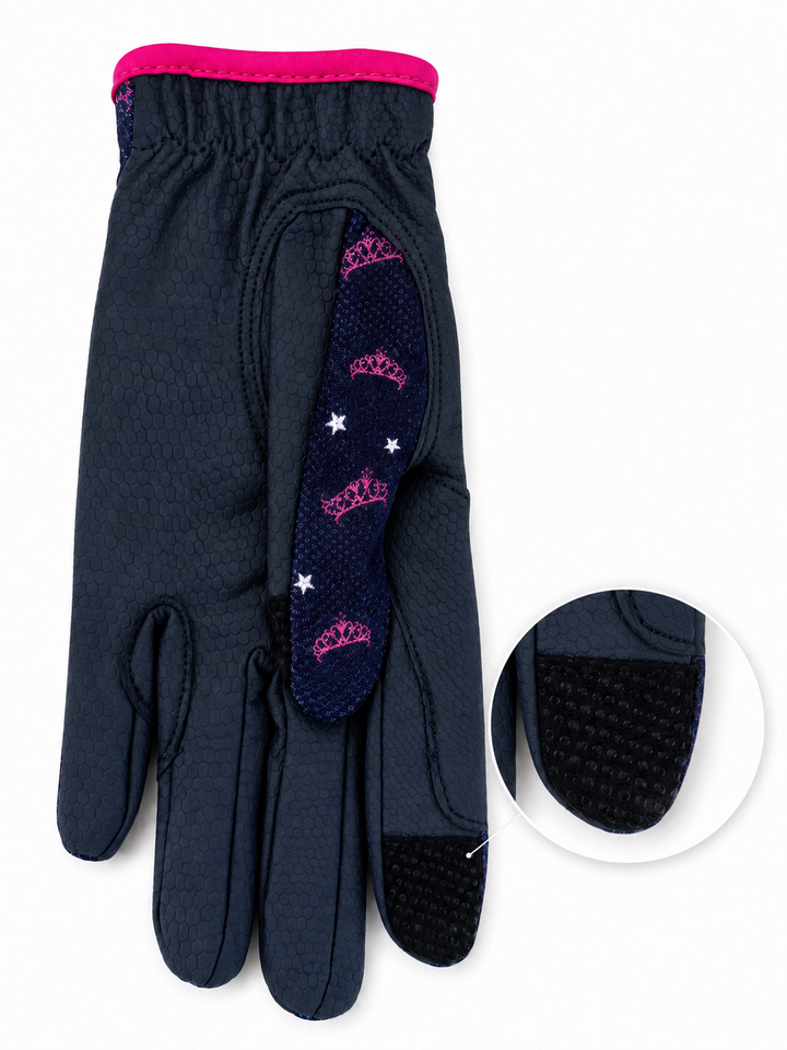 Little Rider Sabina Childrens Mesh Riding Gloves - Navy/Pink - Small - LAST PAIR