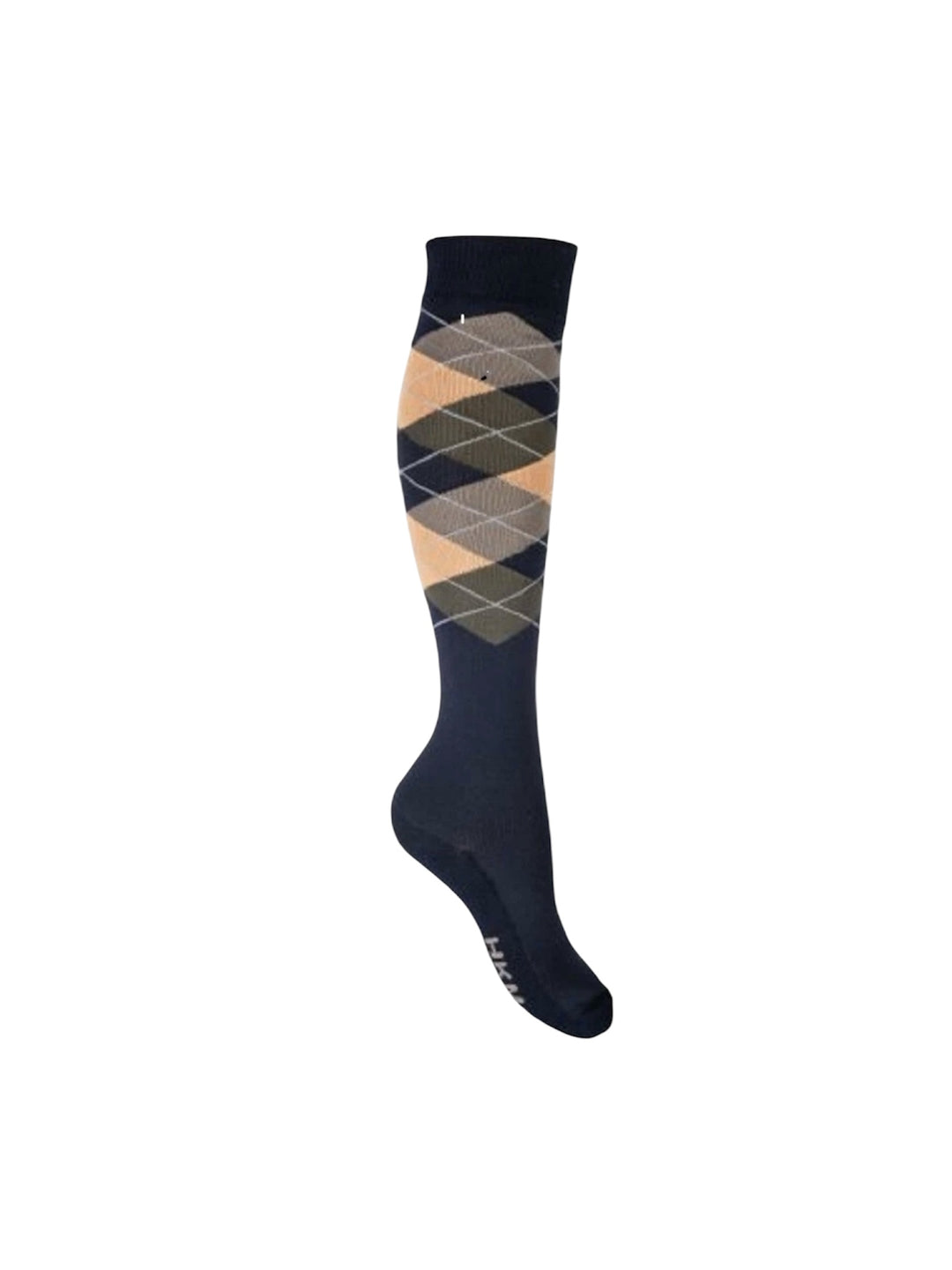 HKM Riding Socks-Diamond Check Classico-Dark Blue/Orange - Size 35-38 (popular)