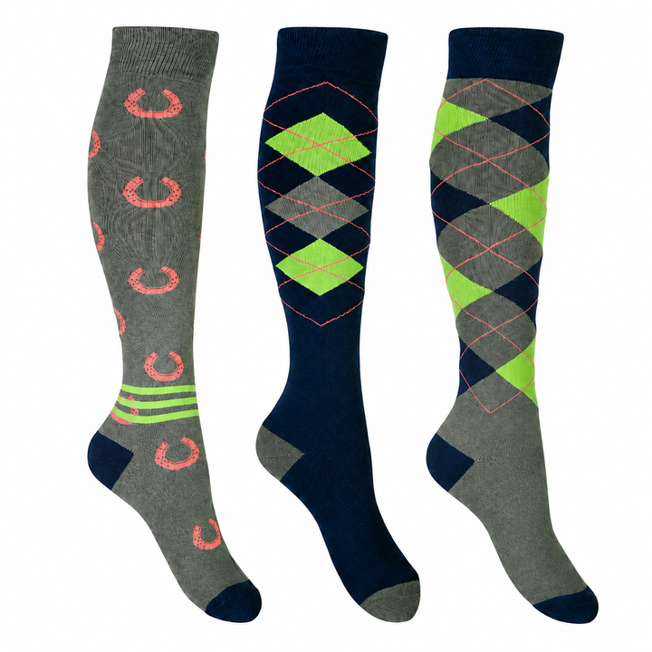 Cardiff Socks by HKM - Pack of 3 Pairs - Navy/Olive - Size 35-38 - Extremely Popular
