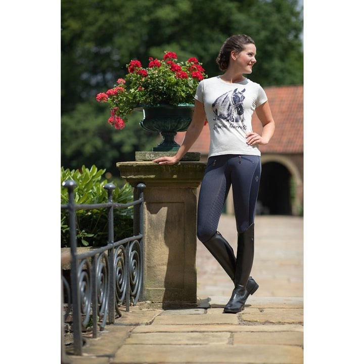 HKM Lauria Garelli Limoni T Shirt - horse face with diamantes - Grey