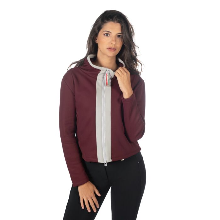 Gorgeous Lauria Garrelli Livigno Sweat Jacket - Burgundy & Grey - Size Large - LAST ONE