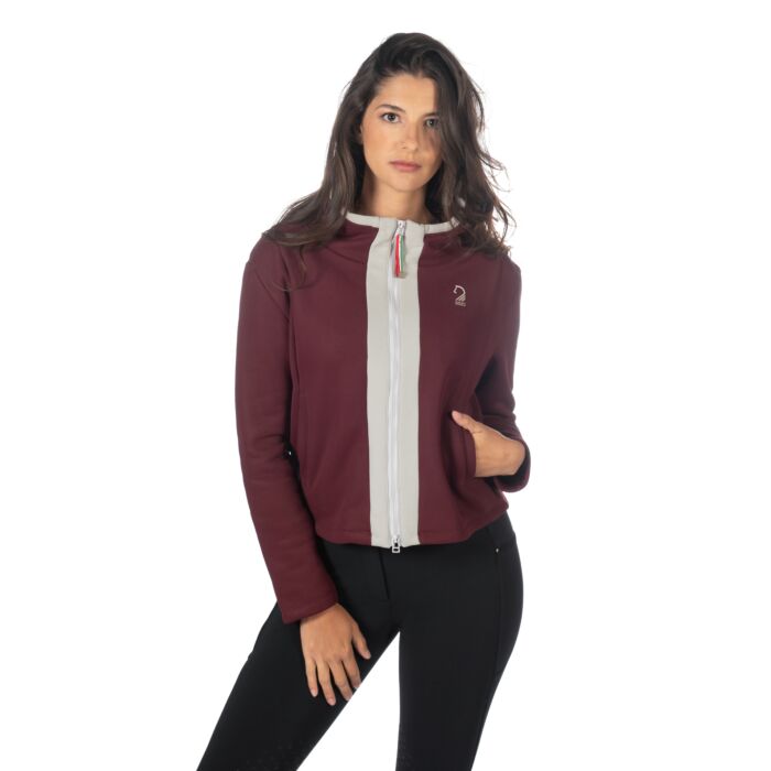 Gorgeous Lauria Garrelli Livigno Sweat Jacket - Burgundy & Grey - Size Large - LAST ONE