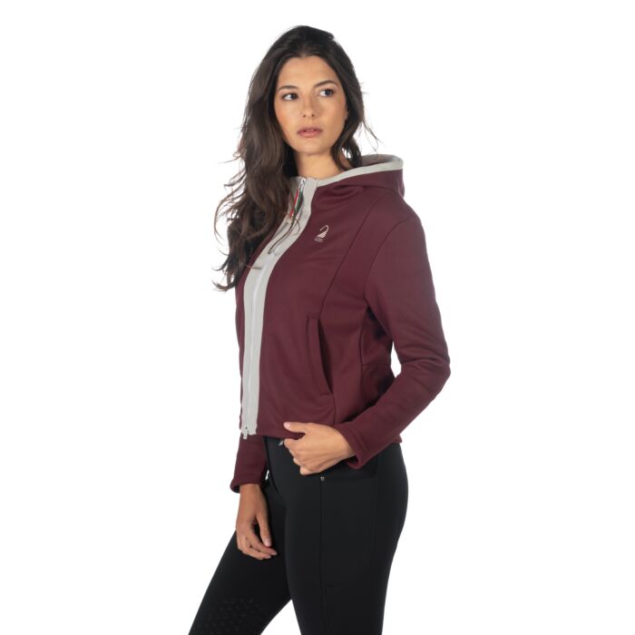 Gorgeous Lauria Garrelli Livigno Sweat Jacket - Burgundy & Grey - Size Large - LAST ONE