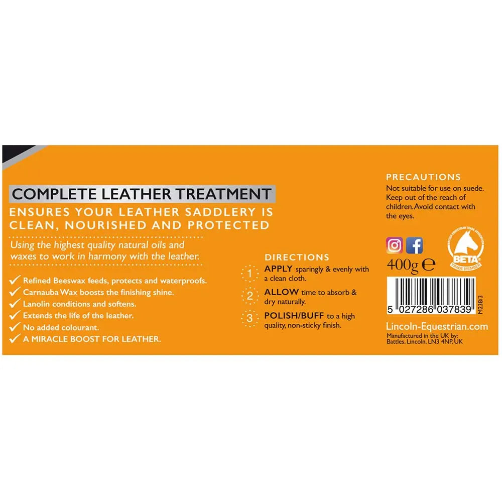 LINCOLN HERITAGE LEATHER TACK CREAM - CLEANS, RESTORES & POLISHES