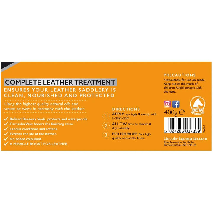 LINCOLN HERITAGE LEATHER TACK CREAM - CLEANS, RESTORES & POLISHES