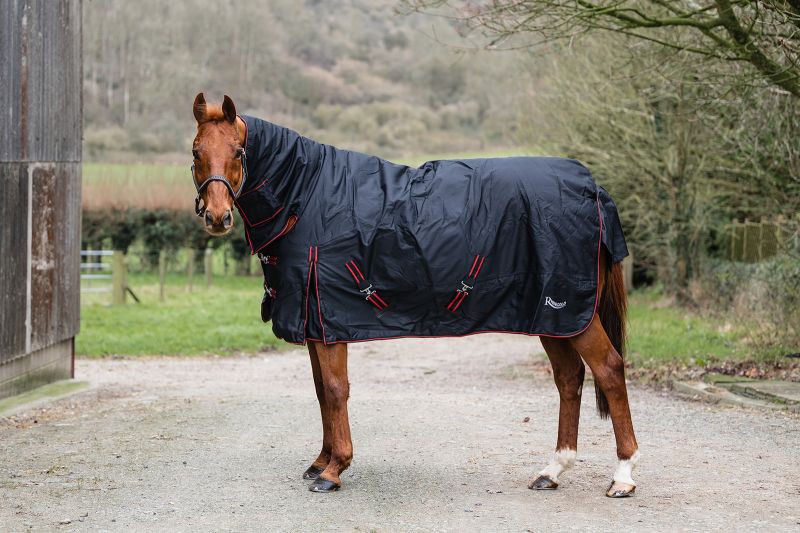 Rhinegold Aspen Heavyweight Combo Turnout Rug - 350g fill - black/red
