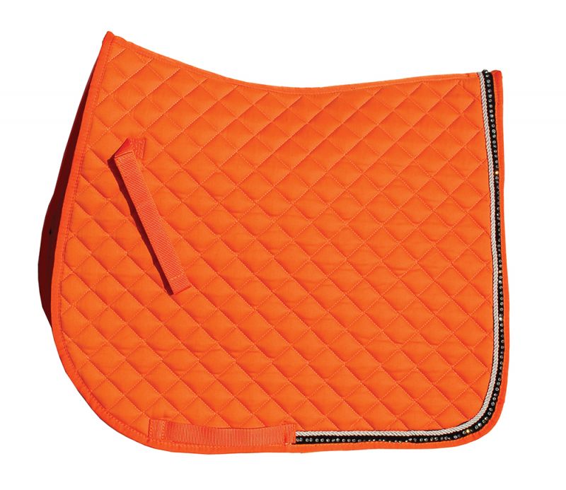 Rhinegold Elite Diamante Trim Saddle Pad - 2 Colours - Size Pony/Cob