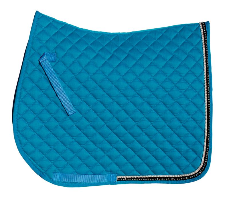 Rhinegold Elite Diamante Trim Saddle Pad - 2 Colours - Size Pony/Cob