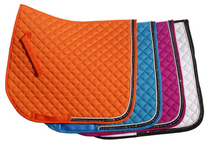 Rhinegold Elite Diamante Trim Saddle Pad - 2 Colours - Size Pony/Cob
