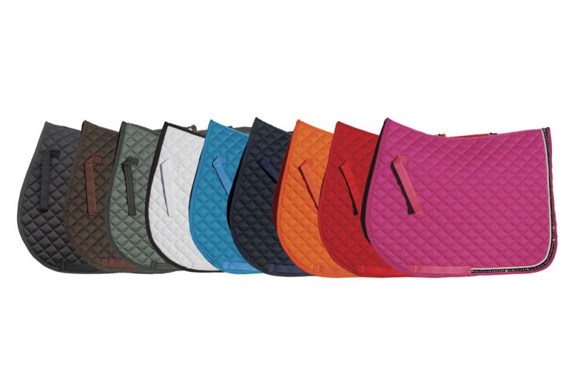 Rhinegold Elite Diamante Trim Saddle Pad - 2 Colours - Size Pony/Cob
