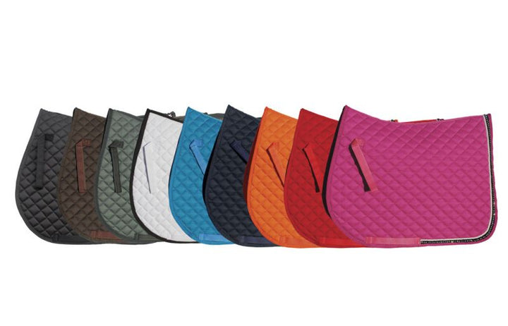 Rhinegold Elite Diamante Trim Saddle Pad - 2 Colours - Size Pony/Cob