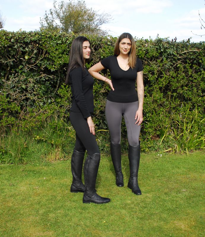 Rhinegold Silicone Full Seat Performance Tights with Zip pocket - Grey or Black - Low Price