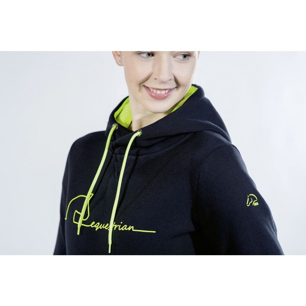 Beautiful Bright & funky "Equestrian" Hoody by HKM - Navy & Lime -Size Small - LAST ONE!