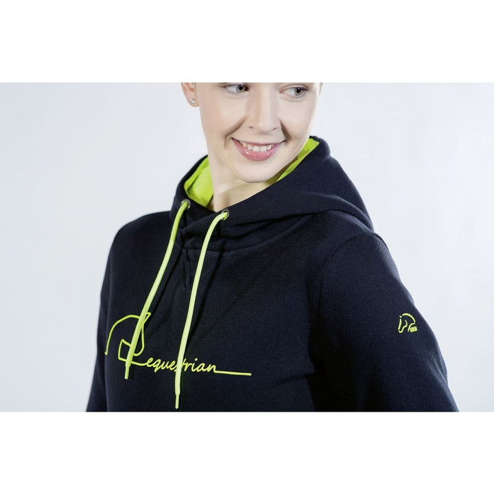 Beautiful Bright & funky "Equestrian" Hoody by HKM - Navy & Lime -Size Small - LAST ONE!