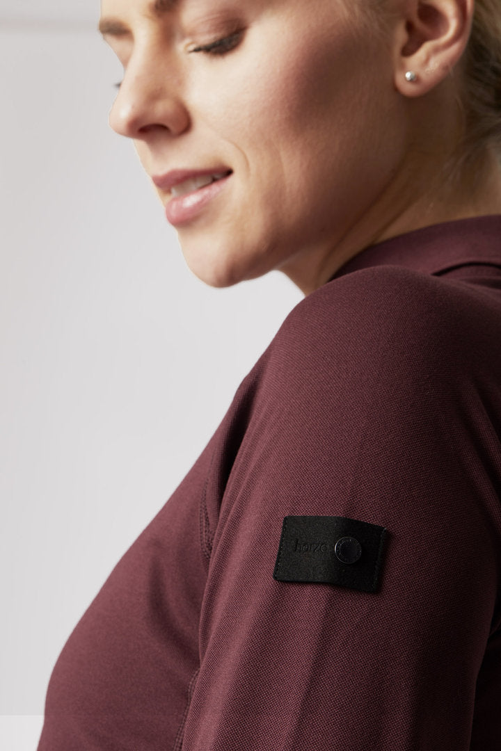Horze Tiana Long Sleeved Polo Shirt - Burgundy - High Quality - Low Price!